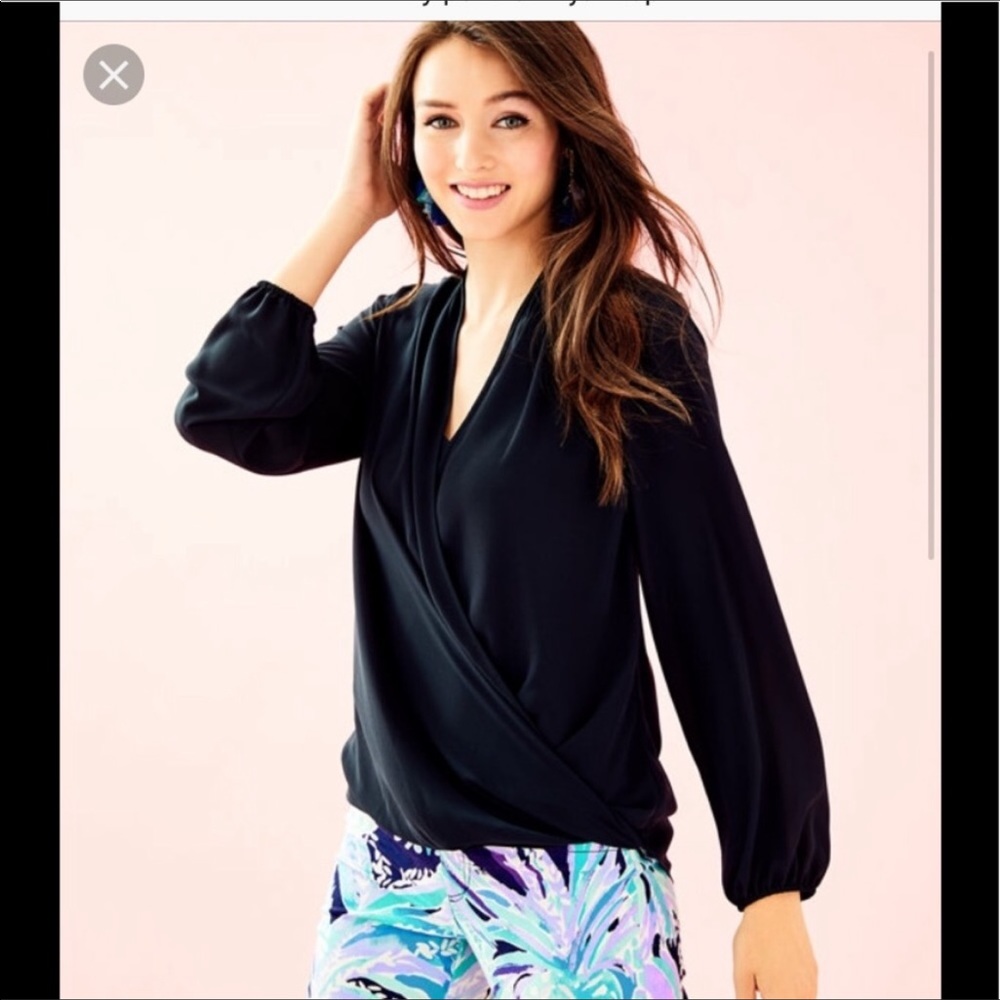 Lilly Pulitzer Black Myah wrap top - S - NWT